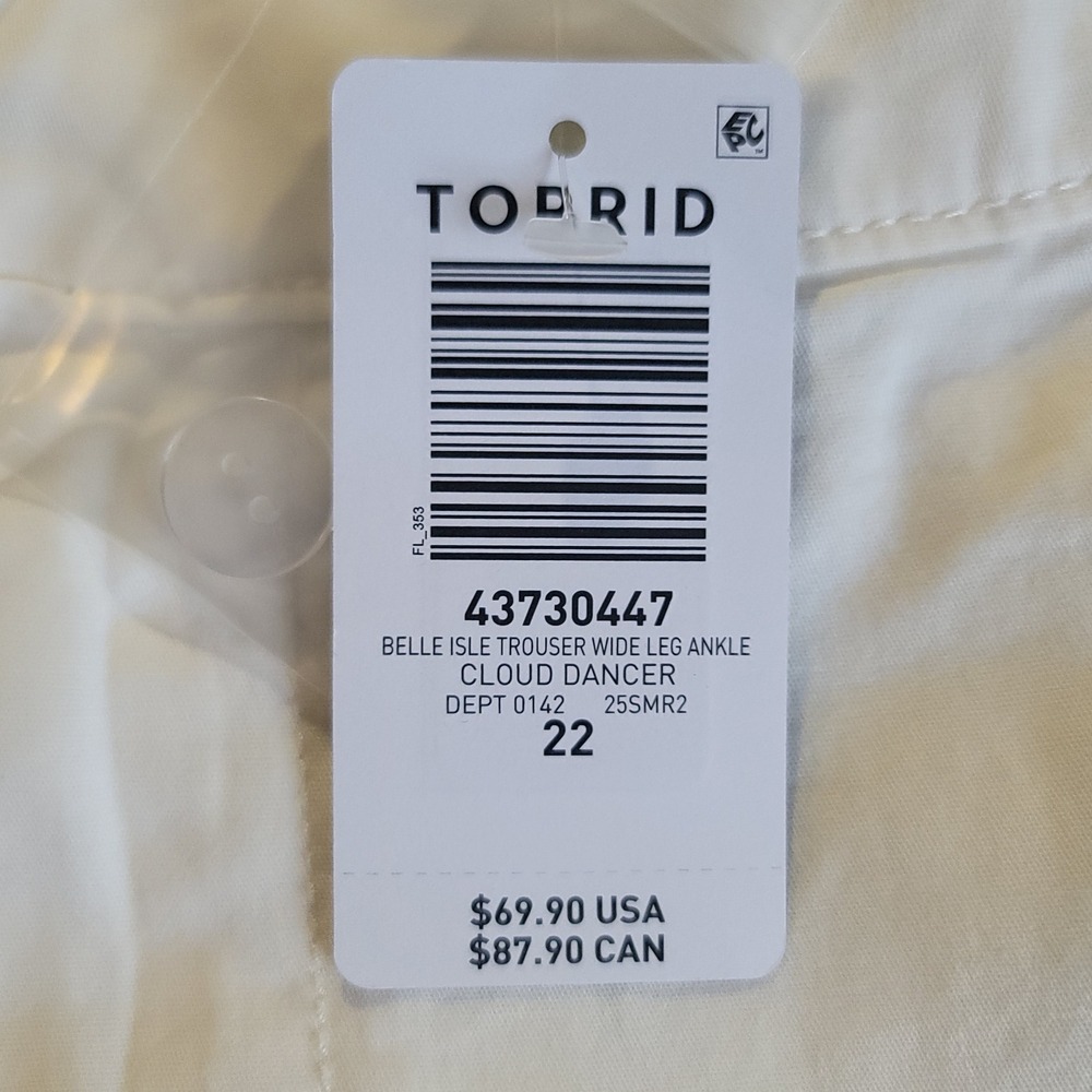 NWT Torrid Belle Isle Trouser Women 22 White Wide Leg Ankle Cloud Dancer - Picture 5 of 12